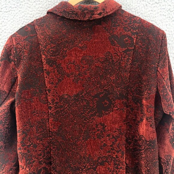 Christopher & Banks Blazer Womens Large Rust Brown Tapestry Weave Zip Up Career - Picture 4 of 10
